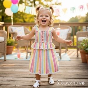 Jessica Simpson Rainbow Striped Toddler Dress Size 2T
